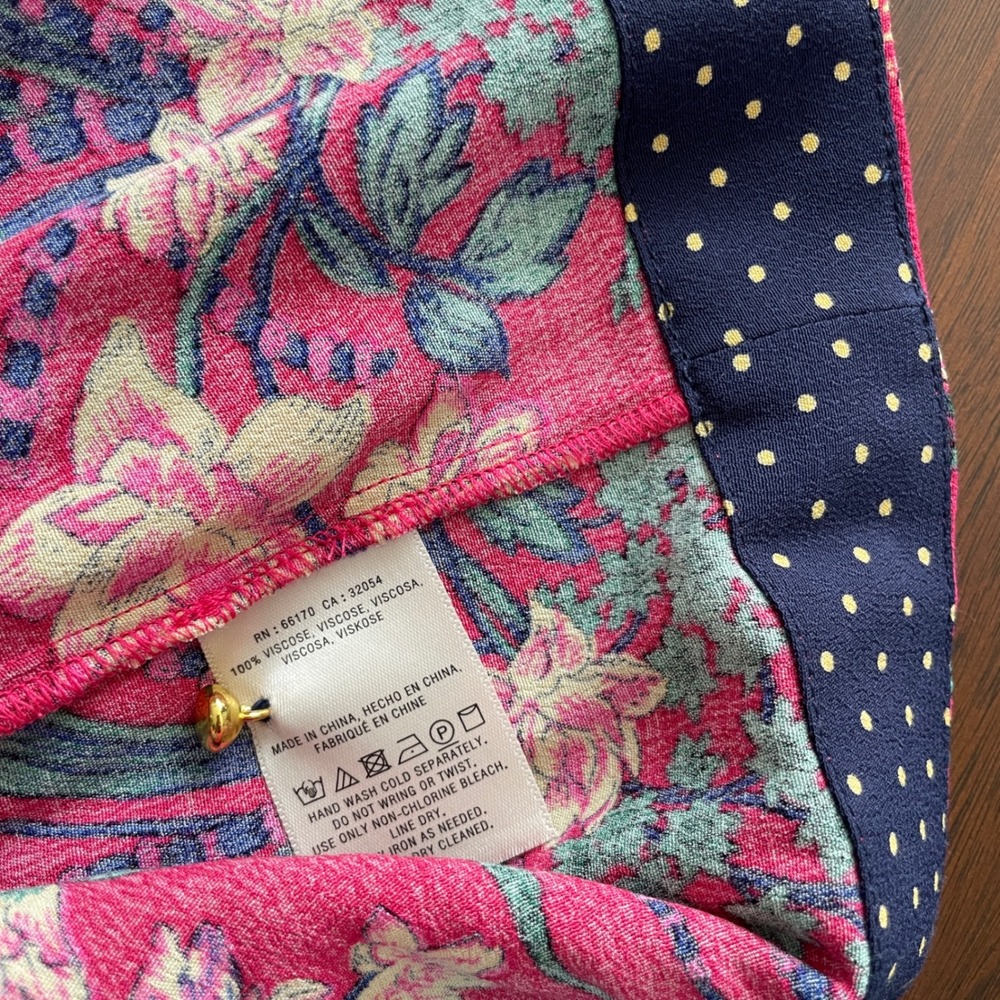 Maeve Dress Women 4 Small Pink Tropical Bird‎ Floral Polka Dot Whimsical Boho - Picture 11 of 11